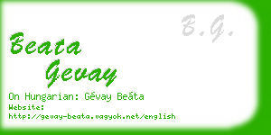 beata gevay business card